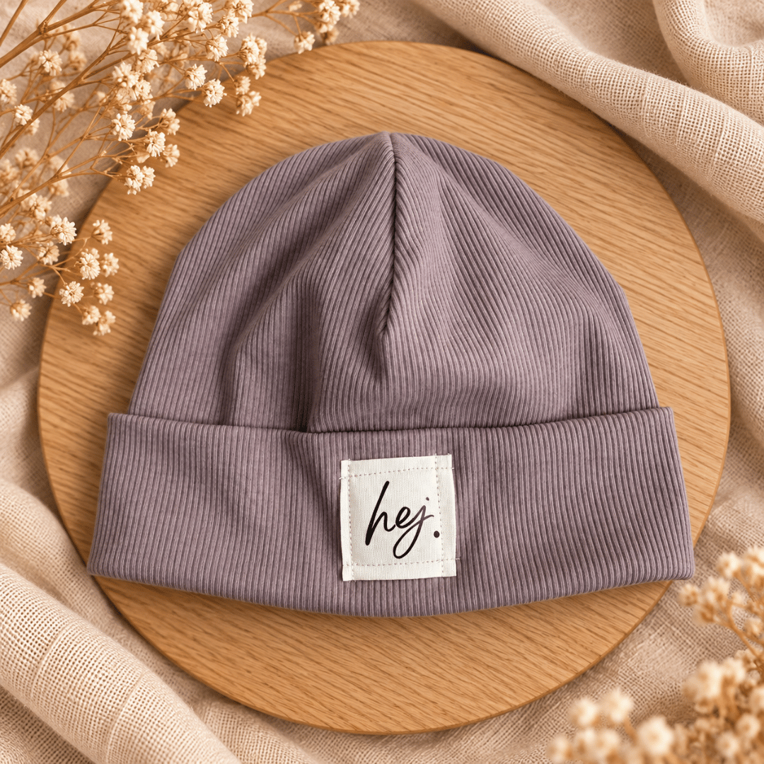 RIB BEANIE - altrosa dunkel RIB Beanie *new* - Altrosa dunkel | mit Patch nach Wahl - Baby, Kinder, Erwachsene – Bild 1