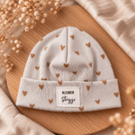 RIB Beanie *new* - Herzal.Rosa | mit Patch nach Wahl - Baby, Kinder, Erwachsene