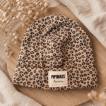 RIB Beanie *new* - Leo - Sand | mit Patch nach Wahl - Baby, Kinder, Erwachsene