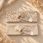 RIB - Flower beige Lena | Beige - Handgemachte Stirnbänder, Twist & Scruncies – Accessoires für Babys, Kinder & Damen