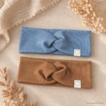 RIB - Hellblau | Hellbraun - Handgemachte Stirnbänder, Twist & Scruncies – Accessoires für Babys, Kinder & Damen
