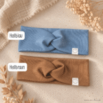 RIB - Hellblau | Hellbraun - Handgemachte Stirnbänder, Twist & Scruncies – Accessoires für Babys, Kinder & Damen – Bild 2