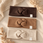 RIB - Schokobraun | Hellbraun | Beige - Handgemachte Stirnbänder, Twist & Scruncies – Accessoires für Babys, Kinder & Damen