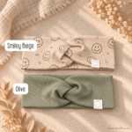 RIB - Smiley Beige | Olive - Handgemachte Stirnbänder, Twist & Scruncies – Accessoires für Babys, Kinder & Damen – Bild 2
