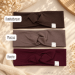 Dunkelbraun / Mocca / Beige - Stirnband, Beanies & Scruncies – für Babys, Kinder & Damen – Bild 2